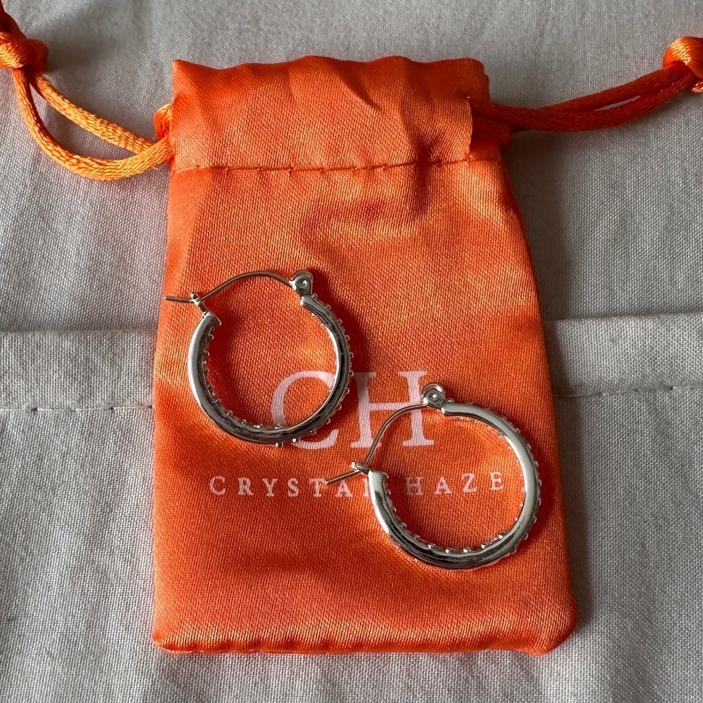Crystal Haze Mini Serena Hoop Earrings Silver Plated Clear Cubic Zirconia